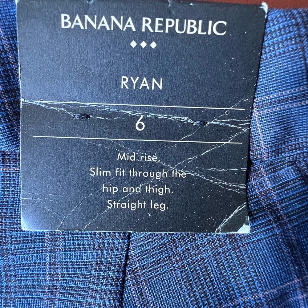 Banana Republic NEW Ryan Women’s Navy Blue Plaid Slim Straight Leg Pants Trouser - Picture 6 of 15